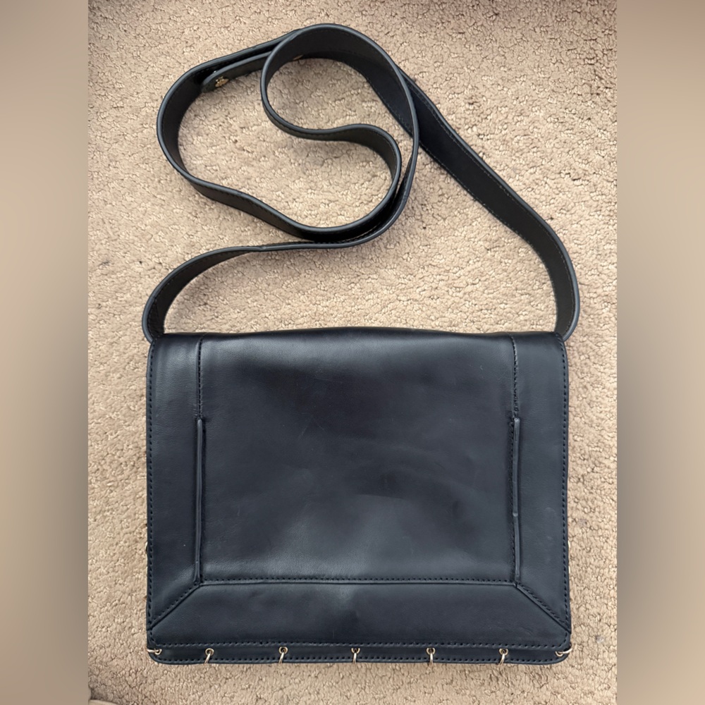 Black Leather Crossbody Bag - Classic Minimalist